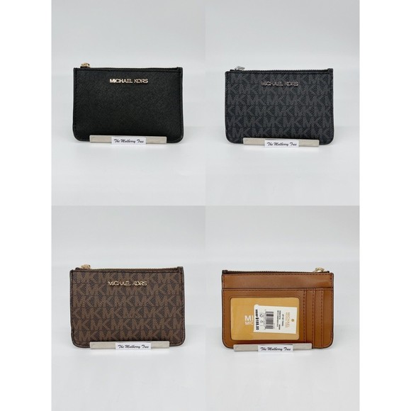 Michael Kors Jet Set Travel Signature Brown Top Zip Leather Coin Wallet NWT $188 - Picture 5 of 5